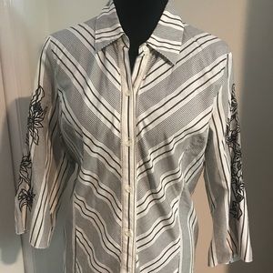 Norton McNaughton blouse with open embroidery